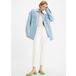 Levi Wedgie Straight Leg White Jeans